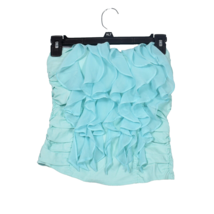 Body Central Aqua Blue Ruffle Strapless Zip Up Tube Top Y2K Mermaid Bustier XS - $44.20