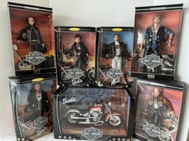 NRFB Vintage Harley-Davidson Barbies &amp; Kens  Plus Motorcycle 7 Piece Lot - £373.41 GBP