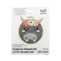 Needle Creations 4 Inch Felt Embroidery Hoop Kit Hippo - $7.37