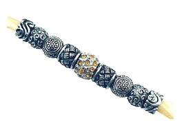 9 Large Big Hole Silver Rhinestone Beaded Spacer Beads Fits European Jew... - $9.49