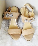 Jessica Simpson Women&#39;s Sandals High Heeled Beige Suede Size 9M- 4 1/2&quot; ... - £15.01 GBP