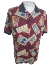 Crossings vtg 90s Men Polo shirt Hawaiian Tropical colorful cotton nylon... - £23.67 GBP