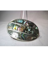 Vintage Hecho En Mexico Silver Plated Abalone Small Belt Buckle K462 - £27.66 GBP