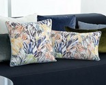 Yves Delorme Blue Wild Flower Throw Pillow Cover Embroidery Piping 13&quot;x2... - £16.07 GBP