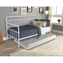 Metal Frame Daybed With Trundle - White - £173.28 GBP