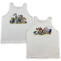 Vintage 90s Y2K Looney Tunes Double Sided Beach Scene Tank Top Size L/XL USA - £27.14 GBP