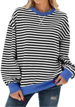 Pmgarmi Oversized Crewneck Striped Sweatshirt Women Black White S - $255.75 MXN Pmgarmi Oversized Crewneck Striped Sweatshirt Women Black White S - $255.75 MXN