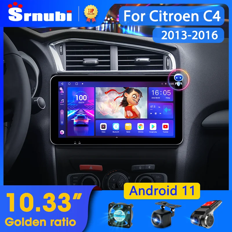 Srnubi 10.3&quot; Android 11 Car Radio For Citroen C4 2 B7 2013 2014 - 2016 - £105.41 GBP+