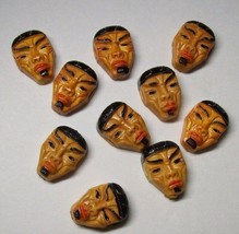Lot Of 10 Vintage 1960s Weird Tribal Face Masks Resin Coated Cabochon NOS Crafts - £10.40 GBP
