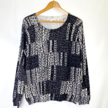 Liz Claiborne Fine Knit Sweater Top Womens size XL Long Sleeve Black White - $26.99