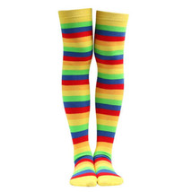 Yellow Rainbow Stripe Pattern Socks from the Sock Panda (Thigh High) - $5.94