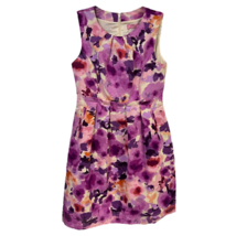 Eliza J Womens A Line Dress Multicolor Floral Pleated Pockets Sleeveless Zip S - £36.44 GBP