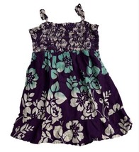 Limited Too Girls Size 10 Summer Top Sleeveless Floral Smocked Sparkle Purple - £7.88 GBP