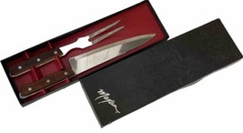 Vintage Carving Knife And Meat Fork Set By MAXAM Stainless Steel Wood Handle NEW - £14.58 GBP