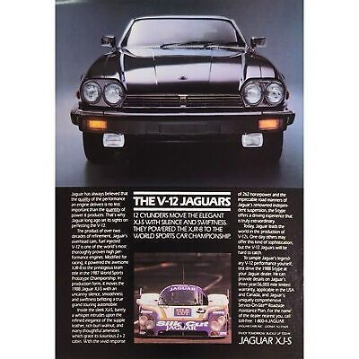 Primary image for 1988 V-12 Jaguar XJ-S Print-Ad / Jaguar XJR-8 Race Car World Sports Prototype