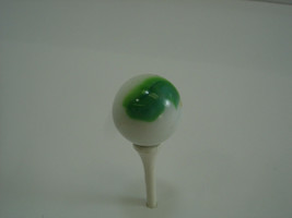 Vintage Marble Unknown Akro?  Green White Blue Swirl 1 inch .976 inch Shooter - $8.48
