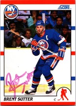 1990 Brent Sutter Autographed Score #39 NHL NY Islanders Hockey Card - £7.26 GBP