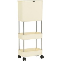 5 Gallon Mobile Elevated Kitchen Trash Can with Lid in Cream with Wheels - $2,588.99 MXN