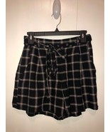 American Eagle Womens SZ Small Plaid Cotton Linen Shorts Ties At Waist - $12.21 CAD