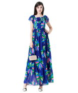 pld16 Women&#39;s Floral Off The Shoulder Ruffled Long Evening Dress Maxi AU... - $641.86 MXN