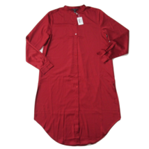 NWT Eileen Fisher Mandarin Collar Shirt in Serrano Red Satin Button Tuni... - £35.09 GBP