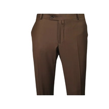 Men's MONO Turkey Slacks 100% Wool Plain Front Slim Fit 2502-12 Coco Brown image 9
