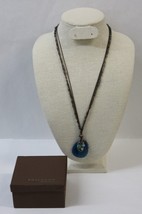 Vintage Silpada Sterling Silver Triple Strand Bead Necklace 24&quot; Blue Teardrop - £23.20 GBP