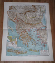 1911 Antique Map Of Balkans Serbia Bosnia Greece Turkey Albania Bulgaria Hungary - £22.89 GBP