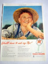 1942 Color Texaco Dealers Ad You&#39;ll Have to Ask My Pop! - £7.85 GBP