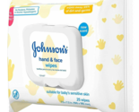 JOHNSON&#39;S Hand &amp; Face Wipes 25 Each (2 Packs) Total 50 Wipes - $17.99
