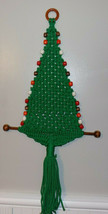 Vintage Macrame Christmas Tree Wall Hanging with Dowel 34.5&quot;H x 16.25&quot;W - £19.68 GBP