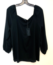 Gibson Look Woven Square-Neck Blouse - Black, Medium - £19.67 GBP