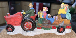 &quot;Holiday Carriage&quot; Christmas Figurine, Tractor Drawn Wagon w/Children &amp; Gifts - £19.45 GBP