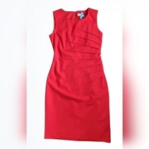 Calvin Klein Very Red Sleeveless Sheath Dress w Tummy Cinching Ruching S... - $37.05