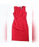 Calvin Klein Very Red Sleeveless Sheath Dress w Tummy Cinching Ruching S... - £29.06 GBP