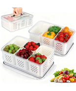 2 Pack Fruit Storage Containers for Fridge, 3 &amp; 6 Compartment Fruit Cont... - $782.34 MXN