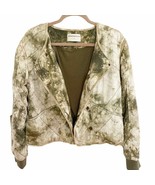 Anthropologie Marrakech Quilted Green White Tie Dye Moto Bomber Jacket M... - £55.14 GBP