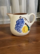 Vintage Stangl Pottery Fruit Grapes and Peach Pitcher Hand Painted Fruit Dura - £12.41 GBP