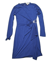 Michael Kors Blue Asymmetrical Long Sleeve Mid Stretch Dress Women&#39;s Size S - $16.83