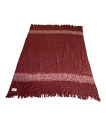 Southern Living Dillard’s Fringed Blanket Maroon Burgundy Stripe &amp; White... - £19.56 GBP