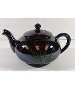 Vintage Round BROWN BETTY Hand Painted TEAPOT Glazed Pottery Flowers Japan - $16.14