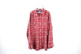 Vintage 90s Wrangler Mens 3XL Faded Western Rodeo Flannel Snap Button Sh... - $44.50
