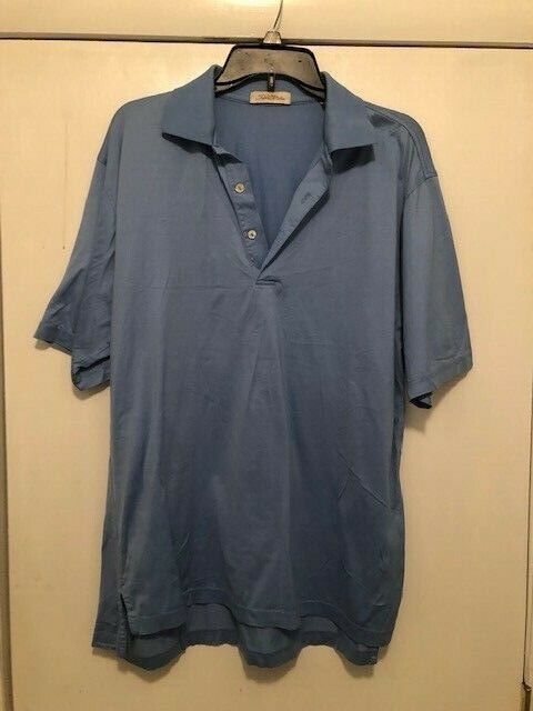 Primary image for Peter Millar Men's Medium Golf Polo S/S Double Mercerized Cotton Shirt Blue 