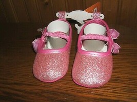 Baby Pink Glitter Dress Shoes By Tendertoes Size 2 Pink Bow Princess (New) - £10.29 GBP