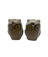 Vintage Ceramic Owl Salt &amp; Pepper Shakers Tan Brown Color 3 inches Tall. - $10.73