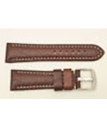 22mm Genuine Leather BROWN  Watch Band padded strap silver tone buckle - £15.94 GBP