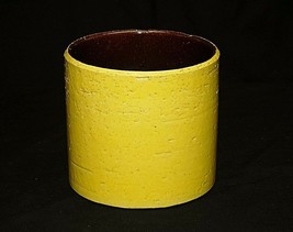 Old Vintage Primitive Crock Art Pottery Stoneware Pot Yellow Glaze Americana Dcr - £27.12 GBP