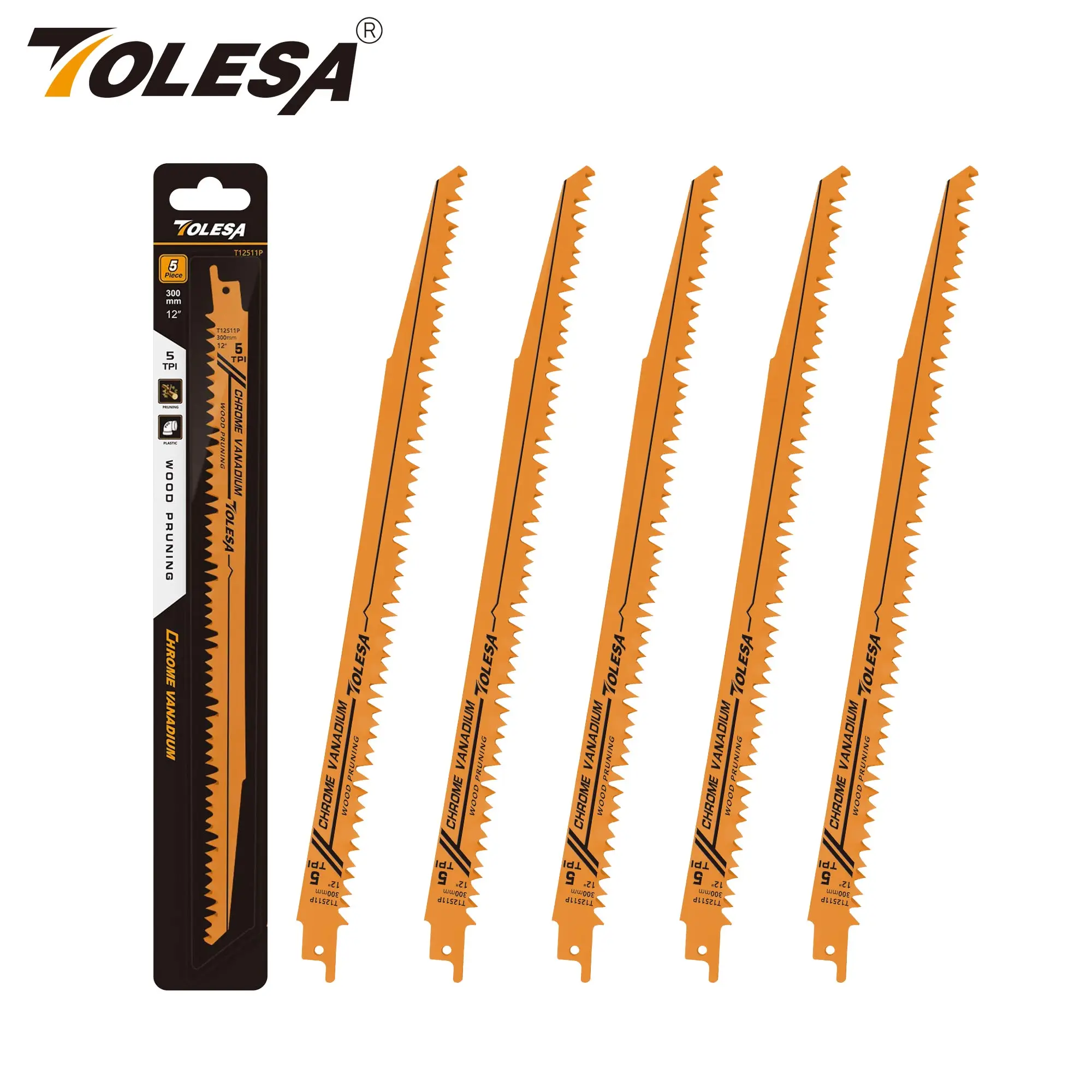 TOLESA 5PCS 5/6TPI  Pruning Reciprocating Saw Blades for  and PVC Pipe Cutting C - £50.25 GBP