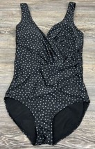 Paper Denim &amp; Cloth Black Ruched One Piece Swim Bathing Suit Size 12 Black/White - £13.29 GBP