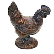 Chicken Folk Art Figurine Heavy Carved Resin Americana Farm Animal 6&quot; - £13.66 GBP